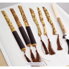 Lade das Bild in den Galerie-Viewer, Dia.4-5cm L35-40cm no joints spotted bamboo culm for bamboo fan layer and Customized