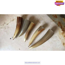 Carica l'immagine nel visualizzatore di Gallery, Raw Unpolished Tibet Yak L5.0-22cm Dia.1.8-3.5cm White&Colorful Solid Horn Tips for Crafting