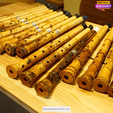 Ladda upp bild till gallerivisning, Selected Spotted Madake Bamboo Poles (L29.5"-39.4"/75-100cm) with Root Ball for Shakuhachi flute Making