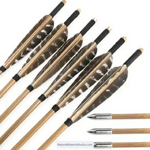 Carregar imagem no visualizador da Galeria, Handmade Varied Spine(30-90#) Tonkin Bamboo Arrows 33“/39.4” for Longbow Recurve Bow Archery Hunting Can be customized-NaturalMateriaStudio-NaturalMateriaStudio
