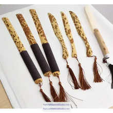 Charger l'image dans la galerie, Dia.4-5cm L35-40cm no joints spotted bamboo culm for bamboo fan layer and Customized-NaturalMateriaStudio-NaturalMateriaStudio