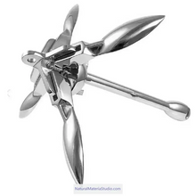 Cargar imagen en el visor de la galería, Premium Vaired Folding Grapnel Anchor & Danforth Anchor 316 Stainless Steel (0.7–40 kg for boats ≤15m Customizable)-NaturalMateriaStudio-NaturalMateriaStudio