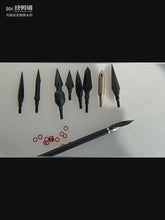 Laden und Abspielen von Videos im Galerie-Viewer, Variety of stainless steel and high carbon steel arrowheads on display for traditional and compound bows.