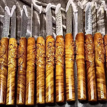 Cargar imagen en el visor de la galería, Varied Size Golden Silk Nanmu Wood Blanks – Rare Water Ripple Grain Exotic Hardwood for Luxury Craftsmanship NaturalMateriaStudio