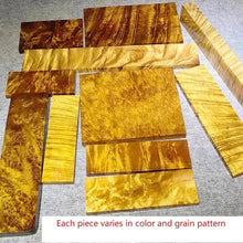 Cargar imagen en el visor de la galería, Varied Size Golden Silk Nanmu Wood Blanks – Rare Water Ripple Grain Exotic Hardwood for Luxury Craftsmanship NaturalMateriaStudio