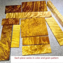 Load image into Gallery viewer, Varied Size Golden Silk Nanmu Wood Blanks – Rare Water Ripple Grain Exotic Hardwood for Luxury Craftsmanship NaturalMateriaStudio