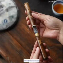 Cargar imagen en el visor de la galería, Selected D 0.4-1.3cm L18-150cm Red and Black speckled/Spot Bamboo Stems for Pipe Makers&Crafts making-NaturalMateriaStudio-NaturalMateriaStudio