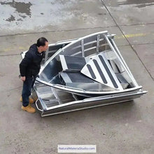 Load image into Gallery viewer, Unique Supply 2 sections L3.6-4.2meters Vehicle-mounted portable aluminum stackable boats (4-6adults)+Free Ultimate Boating Companion Kit-NaturalMateriaStudio-NaturalMateriaStudio