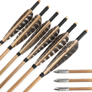 Handmade Varied Spine(30-90#) Tonkin Bamboo Arrows 33“/39.4” for Longbow Recurve Bow Archery Hunting Can be customized