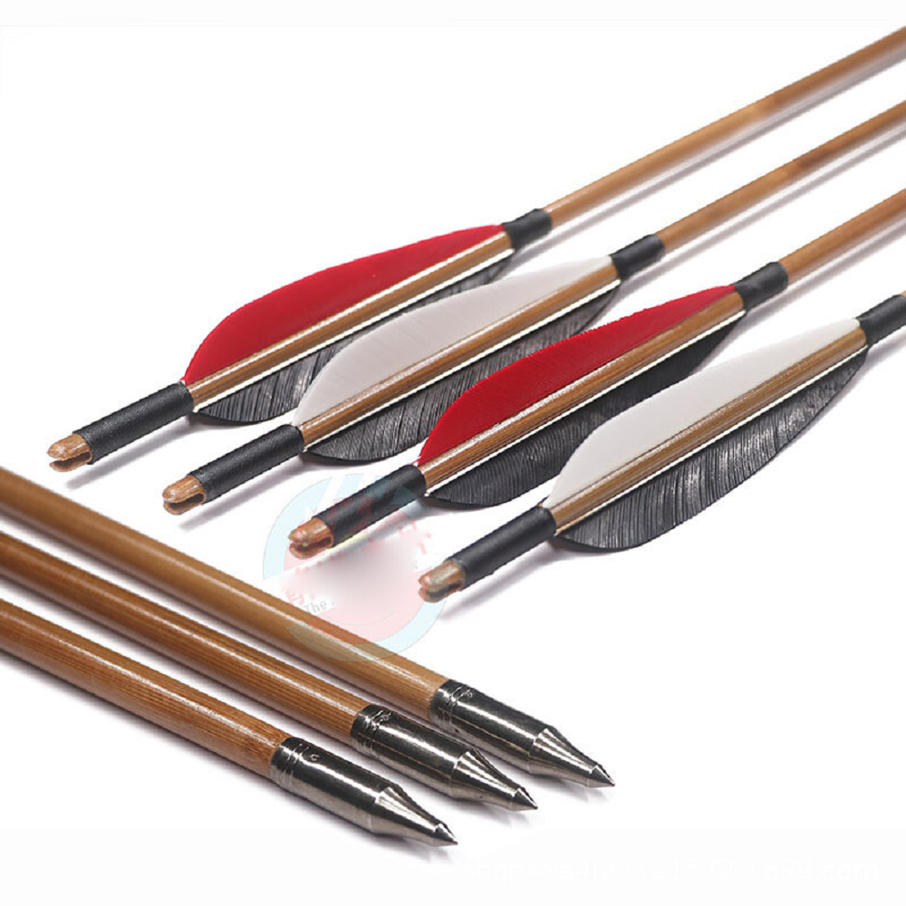 Handmade Varied Spine(30-90#) Tonkin Bamboo Arrows 33“/39.4” for Longbow Recurve Bow Archery Hunting Can be customized