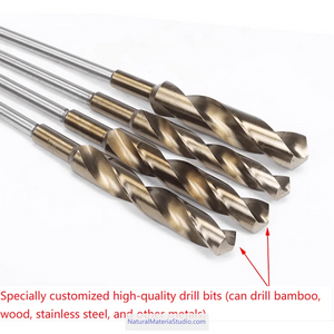 Drill Dia.1.4-2.2cm+ L60-100cm metal connecting rod for removing inner bamboo knots : essential tools for shakuhachi, flutes