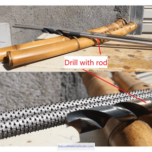 Drill Dia.1.4-2.2cm+ L60-100cm metal connecting rod for removing inner bamboo knots : essential tools for shakuhachi, flutes
