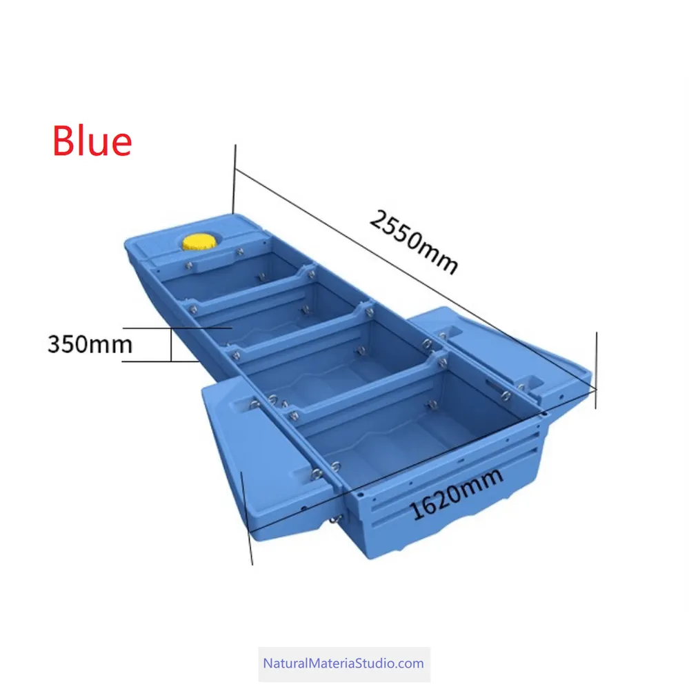 Four-section L8.3ft vehicle-mounted stackable portable PE engineering plastic fishing boat（3-4adults）