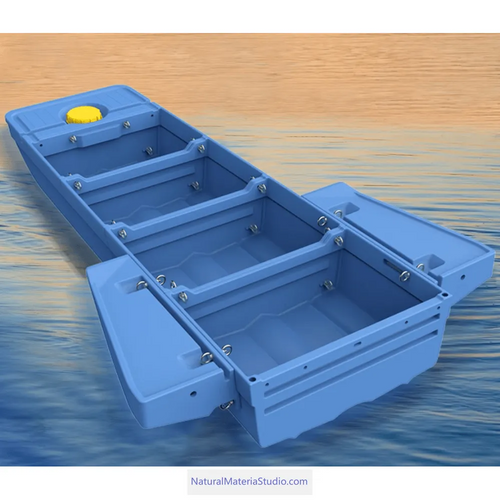 Four-section L8.3ft vehicle-mounted stackable portable PE engineering plastic fishing boat（3-4adults）