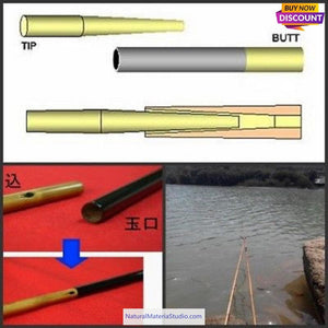 Hand-made Traditional tenkara Bamboo Fishing Rods (2rods+1 Free Tip, Total 3 pcs)