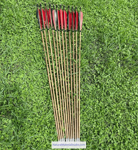 Handmade Varied Spine(30-90#) Tonkin Bamboo Arrows 33“/39.4” for Longbow Recurve Bow Archery Hunting Can be customized