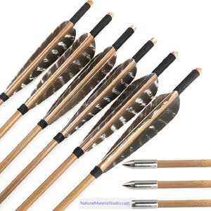 Handmade Varied Spine(30-90#) Tonkin Bamboo Arrows 33“/39.4” for Longbow Recurve Bow Archery Hunting Can be customized