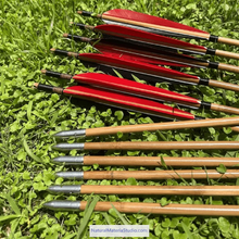 Load image into Gallery viewer, Handmade Varied Spine(30-90#) Tonkin Bamboo Arrows 33“/39.4” for Longbow Recurve Bow Archery Hunting Can be customized
