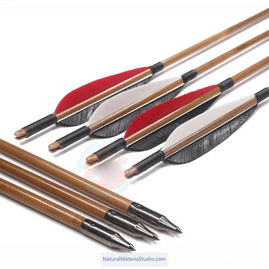 Handmade Varied Spine(30-90#) Tonkin Bamboo Arrows 33“/39.4” for Longbow Recurve Bow Archery Hunting Can be customized