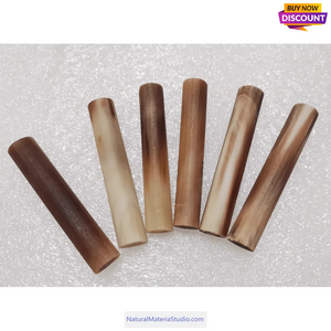 Length 6.0cm(2.3“)Varied Dia. 1.0-1.85cm Bufallo/Yak natural colourful horn solid roll for pipemakers