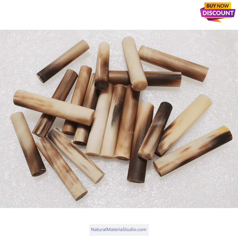 Length 6.0cm(2.3“)Varied Dia. 1.0-1.85cm Bufallo/Yak natural colourful horn solid roll for pipemakers
