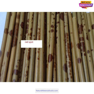 Selected D 0.4-1.3cm L18-150cm Red and Black speckled/Spot Bamboo Stems for Pipe Makers&Crafts making