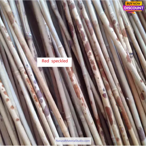 Selected D 0.4-1.3cm L18-150cm Red and Black speckled/Spot Bamboo Stems for Pipe Makers&Crafts making