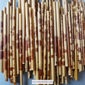 Selected D 0.4-1.3cm L18-150cm Red and Black speckled/Spot Bamboo Stems for Pipe Makers&Crafts making
