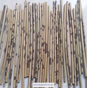 Selected D 0.4-1.3cm L18-150cm Red and Black speckled/Spot Bamboo Stems for Pipe Makers&Crafts making
