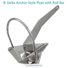 Cargar imagen en el visor de la galería, Premium Anchors 316 Stainless Steel Delta Style &amp; Roll-Bar Plow – Customizable Safe Holding for Yachts &amp; Boats-NaturalMateriaStudio-NaturalMateriaStudio
