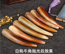 Load image into Gallery viewer, Raw Unpolished Tibet Yak L9.0-25cm Dia.1.8-3.5cm White&amp;Colorful Solid Horn Tips for Crafting NaturalMateriaStudio
