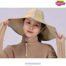 Load image into Gallery viewer, Wide-brimmed foldable straw hats Dia.36-46cm for men and women for fishman-NaturalMateriaStudio-NaturalMateriaStudio
